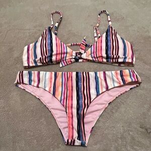 Raisins pink striped mini Bikini swim 2 pc set size Medium NEW